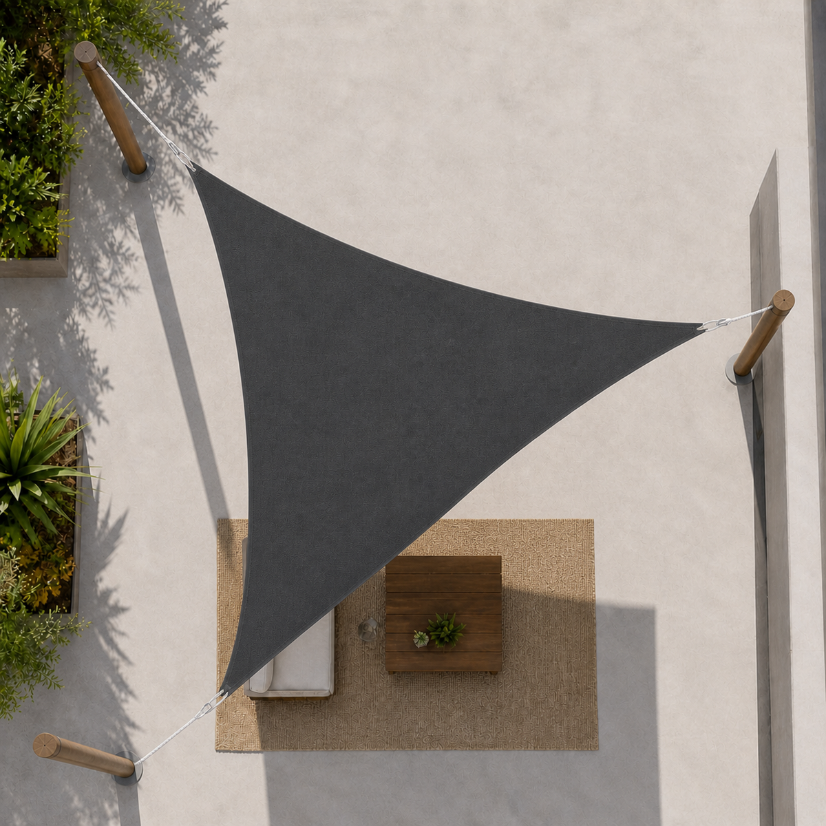 Voile d'ombrage triangulaire anti-UV pour terrasse et jardin