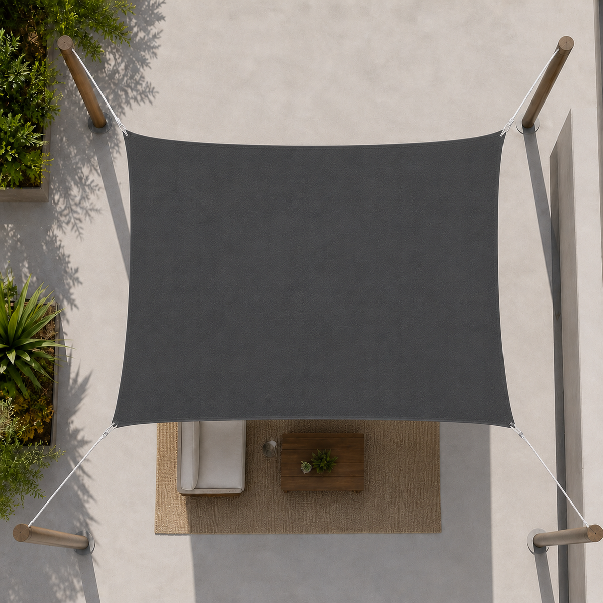 Voile d'ombrage rectangulaire anti-UV pour terrasse et jardin