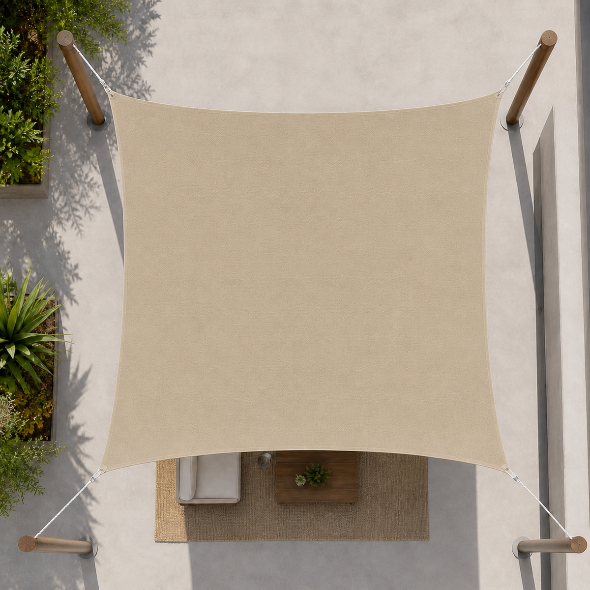 Voile d'ombrage carrée anti-UV pour terrasse et jardin