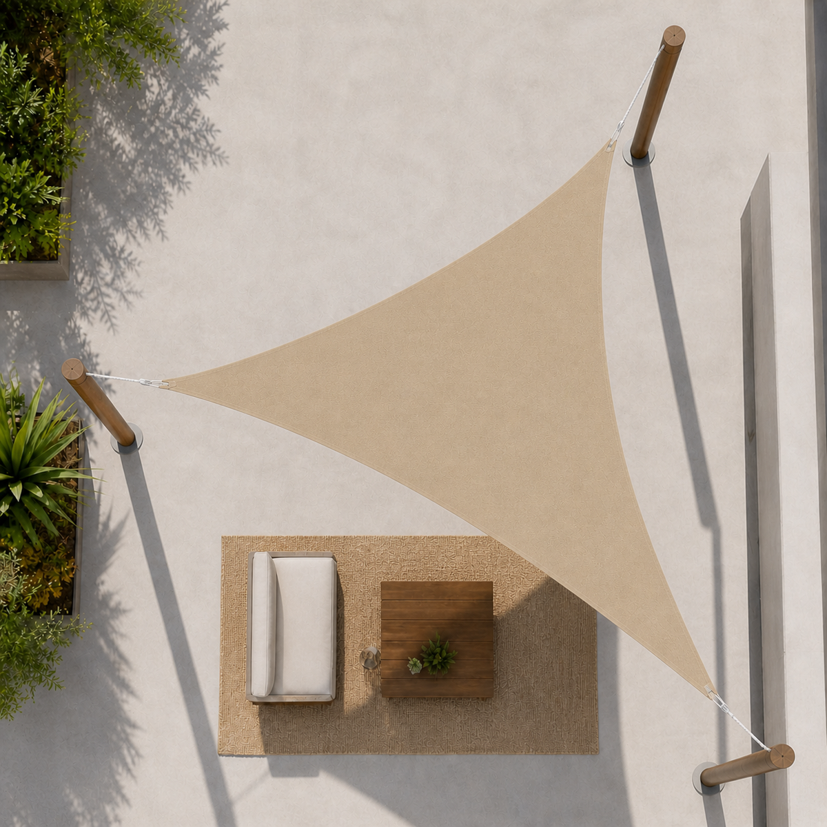 Voile d'ombrage triangulaire anti-UV pour terrasse et jardin