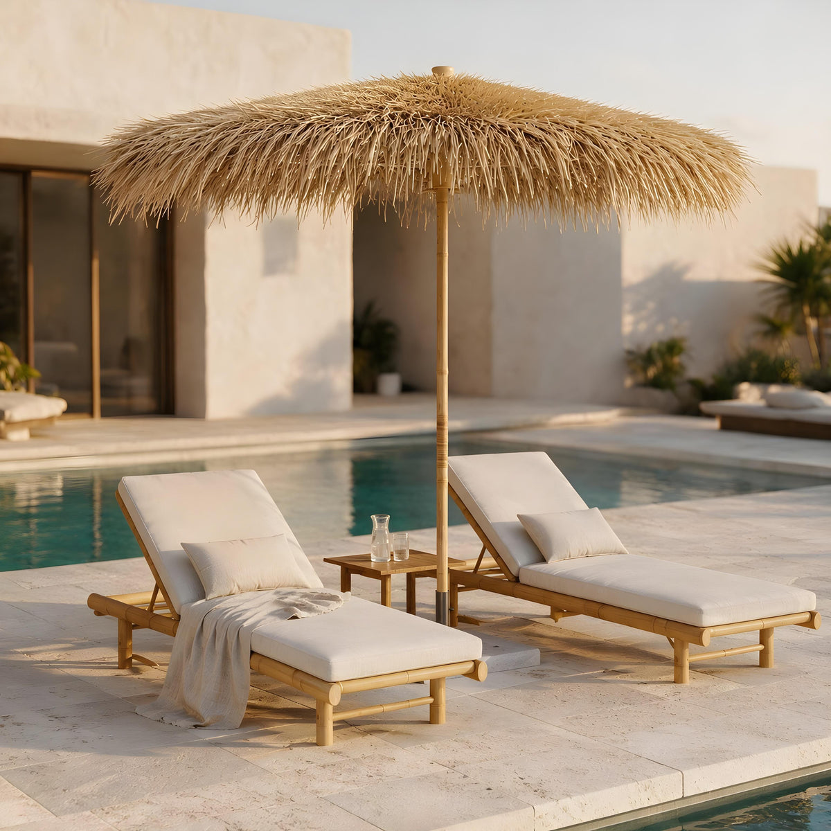 Parasol en bambou pour terrasse et jardin