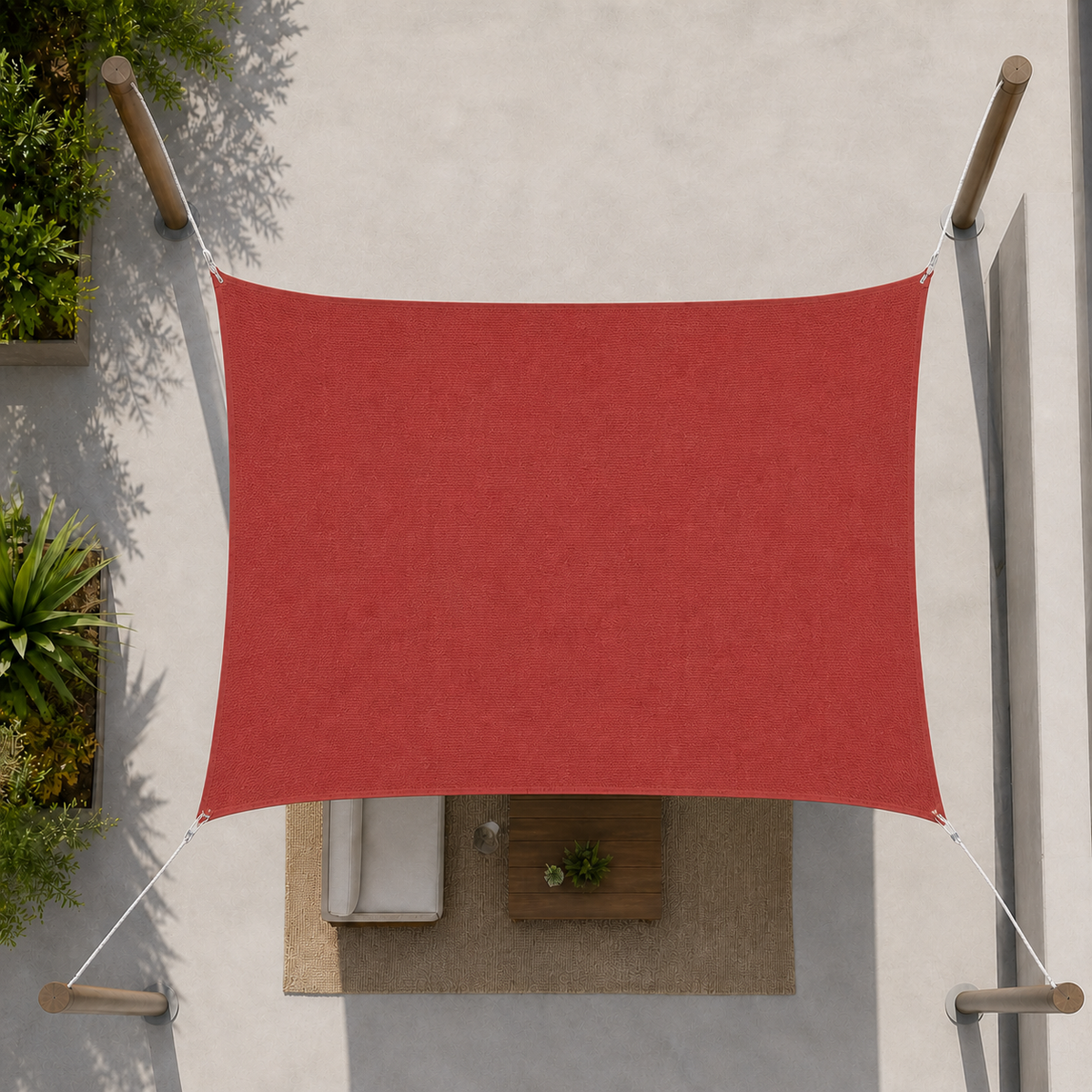 Voile d'ombrage rectangulaire anti-UV pour terrasse et jardin