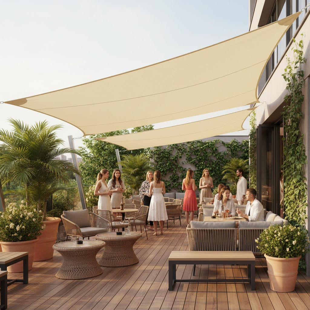 Voile d'ombrage rectangulaire anti-UV pour terrasse et jardin