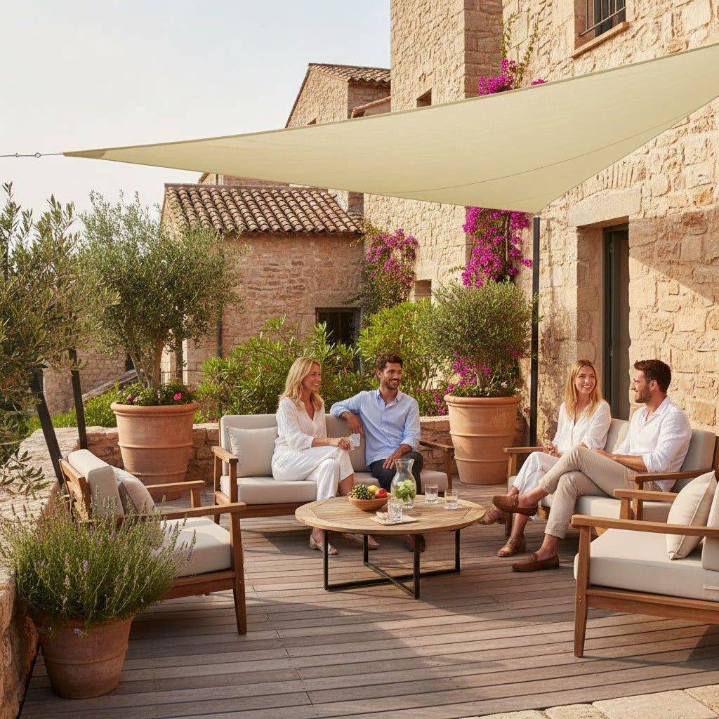 Voile d'ombrage triangulaire anti-UV pour terrasse et jardin